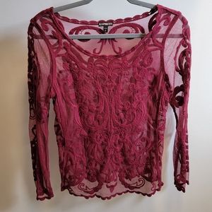 Express see-through maroon shirt